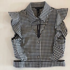 Marissa Webb Gingham Check Crop Top